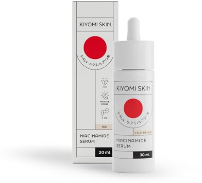 KIYOMI SKIN Porenverfeinerndes Niacinamide Serum 30ml mit 5-ALA und Hyaluronsäure gegen große Poren, Glass Skin trockene Haut - dermatest sehr gut, Gesichtsserum gegen Pickel und Pickelmale