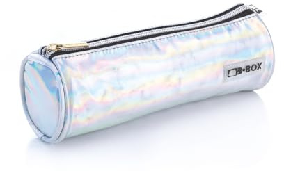 Busta Glossy porta Trucco con cerniera, versatile, adatta per la scuola, in casa, in ufficio colore Argento, ideale da borsetta , formato 22 cm x 7.5 cm