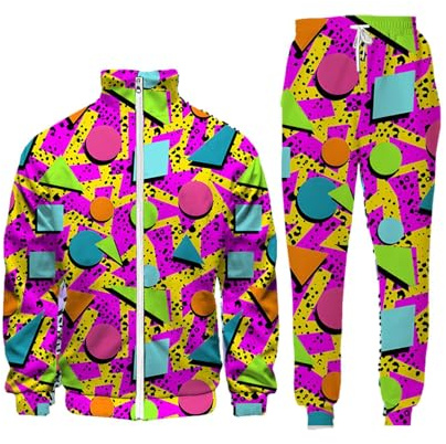 Retro Tracksuit | 2 Pieces Sportswear Jacket And Pants Suits | 80s 90s Outfit For Men Urbanwear Streetwear Casual Jogging