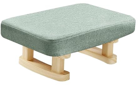 Folpus Padded Foot Stool Foot Rest with Wooden Legs Small Low Ottoman Rectangle Chair Step Stool for Bed