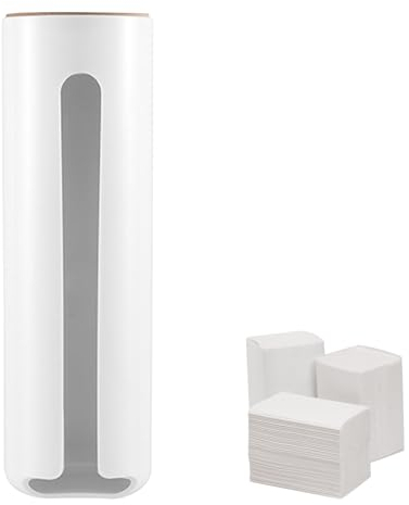 Vueinrg Wattepadspender Wandmontage Wattepads Aufbewahrung Ø7cm Weiß Wattepads Behälter mit Deckel aus Holz für Wattepads Schminke oder Entferner