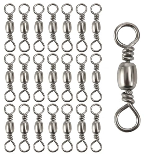 TopHomer 100 girelle per canna da pesca n. 2, 2,8 cm, ad alta resistenza, anello solido, gancio da pesca, connettore per esca, accessori di conversione per acqua dolce e salata