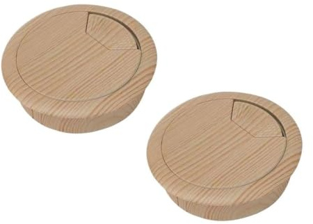 Pasacables for escritorio, cubiertas for orificios de cables for escritorio, 2 piezas de 50/60 mm, cubierta de plástico con veta de madera for orificios de cables, pasacables redondos (Style 2-50mm)