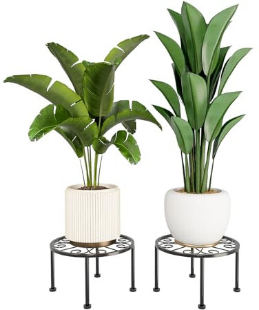 Bamworld 2 Supports Plantes Intérieur/Extérieur - Lot de 2 Étagères Métal pour Fleurs, Balcon, Terrasse, Jardin (Résistants)