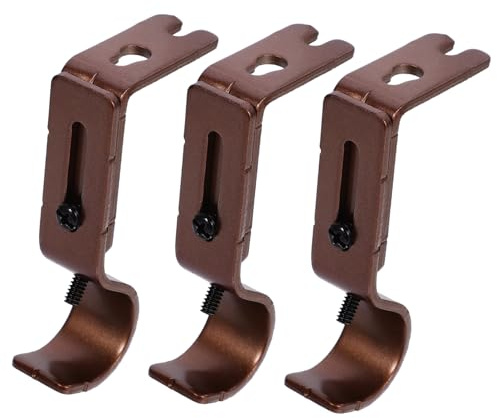 Cabilock 3piezas Soporte De Barra De Cortina Ajustable De Color Marrón Accesorios para Ventanas para Decoración Retro El Hogar