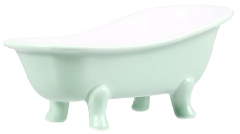 VICASKY Hamster Ceramic Bathtub Small Animal Bed Pet Sleeping Chinchilla Bath Hideout Toys Guinea Pig Food Bowl for Hamster Habitat House Light Green,6.14 X 3.14 X 2.75 Inch