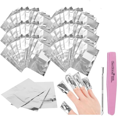 300 Pièces Papillote Ongle Semi Permanent, Papillotes en Aluminium Vernis à Ongles Enlever, Papillotes en Aluminium, Feuille d'aluminium pour Retirer À Ongles Gel Ongle