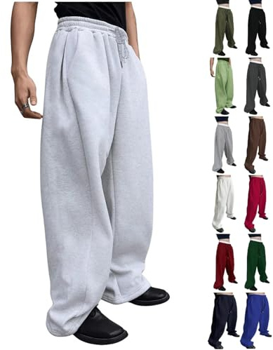 xs Graue Jogginghose Herren Baumwolle Trainingshose Sporthose Winter Freizeithose Weites Bein Lang Hosen Einfarbige Klassische Sweathose Elastische Taille mit Taschen und Kodelzug xxl xxxl xl s m Weiß