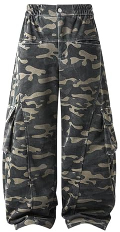 Pantalon cargo décontracté pour homme - Pantalon camouflage vintage - Pantalon de survêtement streetwear élégant - Pantalon militaire baggy - Pantalon de travail tactique avec plusieurs poches