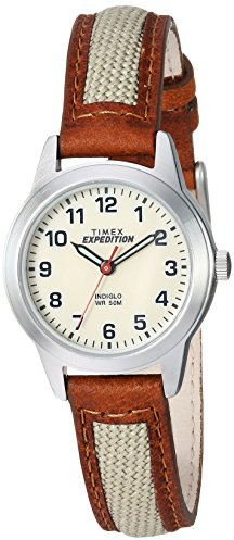 Timex Women's TW4B11900 Expedition Field Mini Brown/Natural Nylon/Leather Strap Watch
