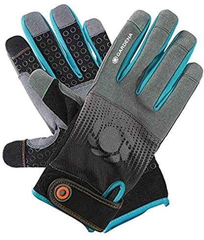 Gardena Gerätehandschuh Größe 9/L: Handschuhe für alle Arbeiten mit Geräten, optimaler Grip, stoßdämpfende Pads, Mesh-Gewebe, mobile touch für Smartphonenutzung (11521-20)