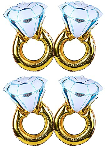 ANCLLO 2 globos inflables grandes de oro con diamantes de aluminio, decoración de boda, helio, aire, día de San Valentín, eventos, fiestas, suministros