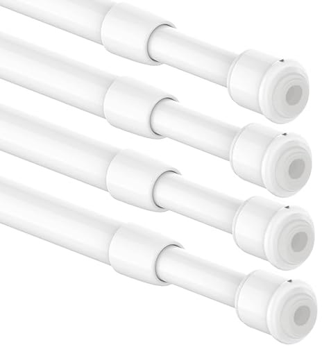 4 Pezzi Bacchette per tende a vetro senza forare, bastone tenda a pressione estendibile asta per tende con molla a pressione bastoni per tende a pressione, aste telescopiche