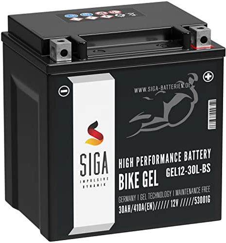 SIGA YIX30L-BS GEL Motorradbatterie 12V 30Ah 410A/EN 53001 GEL12-30L-BS GEL Batterie 12V GT30-3 YTZ30L-BS auslaufsicher wartungsfrei