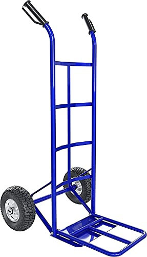 BRICOZONE Carrello A Mano Portapacchi Portata 250 Kg Con Ruote Pneumatiche Rinforzate E Ribalta In Acciaio Tubolare Trasporto Pacchi Grandi Portasacchi Portacasse Grandi Pesi 63 x 53 x 116 Cm Blu