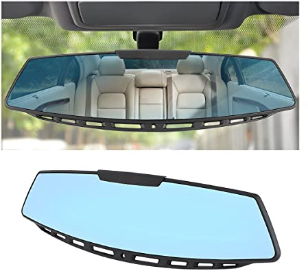 JNNJ Espejo Retrovisor Universal Para El Interior Del Coche, Espejo Retrovisor Panorámico Interior Para Vehículo Camiones, Espejo De Punto Ciego Interior De Automóvil Antideslumbran（Azul）