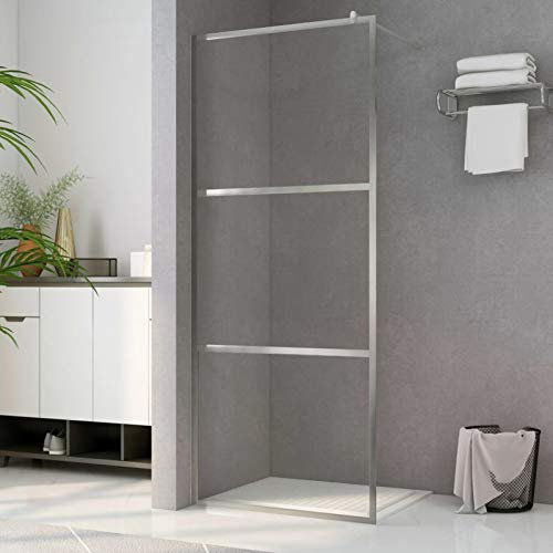 Homgoday Parete doccia walk-in con vetro trasparente ESG 140 x 195 cm, per vasca da bagno, pannello doccia per bagno, divisorio divisorio, pareti divisorie