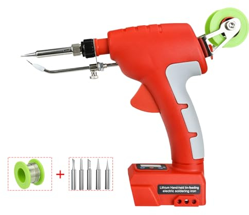 Elektrisches Lötkolben-Set für MiIwaukee 18V-20V Akku 75W Automatik-Lötpistole Handlöt-Reparaturwerkzeug mit einer Rolle Lötzinn und 5 Lötspitzen（Nur Werkzeuge）
