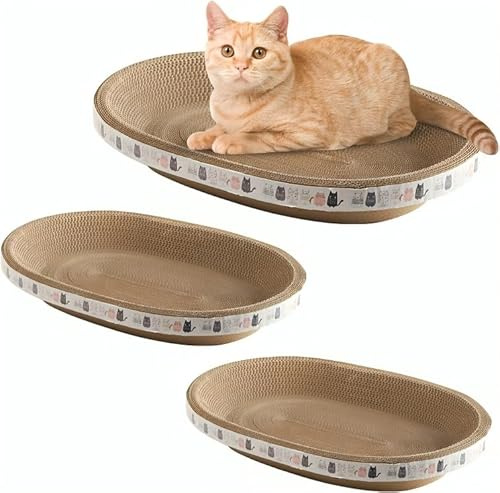 Ziurmut Planche À Gratter pour Chat, Griffoir pour Chat, Griffoir en Carton Poteau À Gratter pour Chat Planche À Forme Ovale Meubles pour Chat