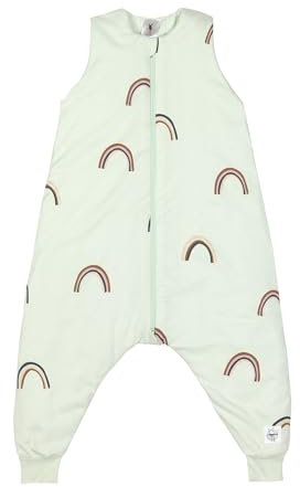 Casual barn sovoverall ärmlös 2,5 tog andas av ekologisk bomull/sovande jumper regnbåge mint, storlek 98/104