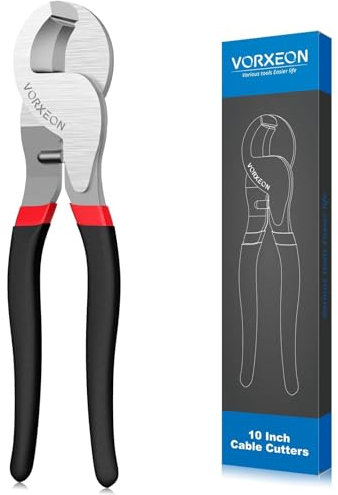 VORXEON Pinza Tagliacavi da 10 Pollici Nero, Resistente, Ad alta Leva, Ideale per Tagliare Cavi in Alluminio, rame, comunicazioni e cavi Ethernet per 0-70mm² (più piccoli di AWG2/0)