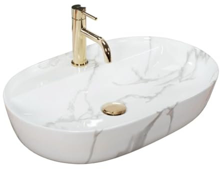 Rea REA-U8003 AURA 61 Marmo Shiny Vasque à Poser, White