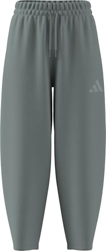 adidas Donna Essentials Contemporary Logo Fleece Barrel Pants, Wonder Sage, XS