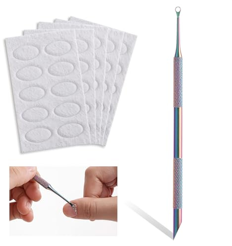 Cuticle Pusher, Stainless Steel Nail Scraper with 5 Sheets Sandpaper Dual Ended Cuticle Remover Tool Nail Care Polish Remover for Manicure Pedicure Nails Art