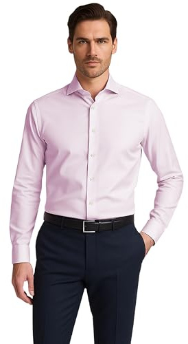 Vasego Men's Formal Dress Shirt – Regular Fit Long Sleeve Button-Down Collar Shirt, Wrinkle-Resistant Cotton Blend, Business Casual Office Wear - Ideal for Work, Wedding, Party, Or Daily Outfits