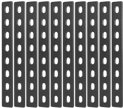 10 Pz Piastra di Giunzione Piana, Staffe Piatte Lamiera Forata, Staffe Piastra di Fissaggio con 8 Foro, Connettori Perforate Connettore, Lastrina di Giunzione Piatta per Legno Mobili(207x24x2,7 mm)