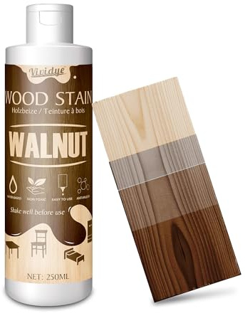 Holzbeize Walnuss - 250ml Wasserbasierte Holzlasur für Innen und Außenmöbel, Schränke,Türen und Mehr – Schnell Trocknend, Geruchsarm ＆ Ungiftig, Einfach Aufzutragen, Verschiedene Oberflächen Holzfarbe