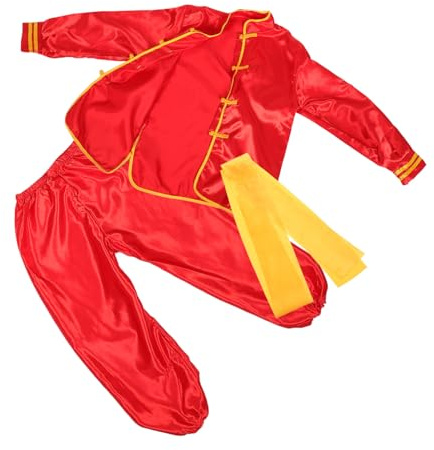 BCOATH Barns Traditionella Kinesiska Kung Fu-dräkt Röd Långärmad Andningsbar Tai Chi-uniform för Träning och Uppträdande Autentisk och Bekväm Kampsportsdräkt för Tai Chi och Wushu