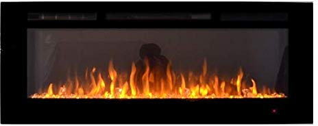 2025 PREMIUM PRODUCT TruFlame 50inch Black Wall Mounted Electric Fire with 10 colour Flames and can be inserted (Pebbles, Logs and Crystals)