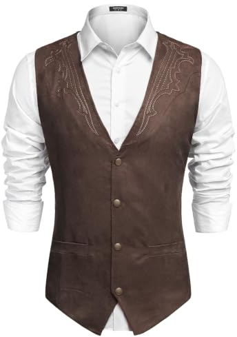 COOFANDY Men's Men's Suede Leather Vest down