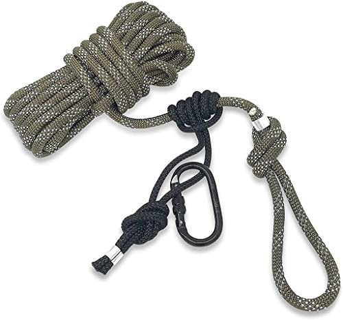 Proven Wild Treestand Rettungsleine Seil für die Jagd – 9 m Geschirr, Rettungsleine nicht reflektierend, mit Prusik-Knoten und Einzelkarabiner (3er-Pack, Braun, Single, 30)