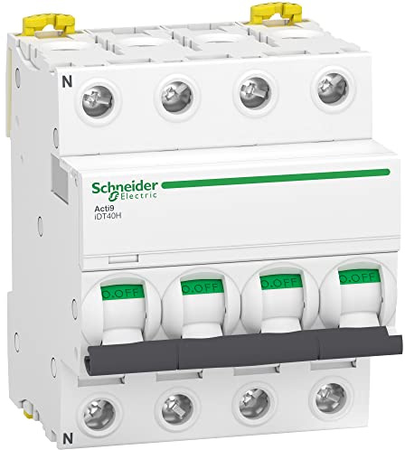 Schneider Electric - Acti9 iDT40H - disjoncteur modulaire - 4P - 40A - courbe C - 10000A/15kA - A9P26440