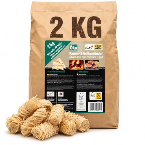 Lana di legno 2 kg in un sacchetto di carta certificato FSC in cera imbevuta/accendifuoco/barbecue/camino/Art. 151_eco