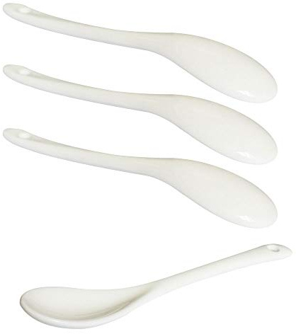 Lotatheta 3 cucharas de huevo de porcelana cucharas de cerámica de 5 pulgadas de café, postre de yogur, té lechoso