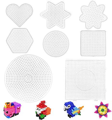 8 Stücke Bügelperlen Steckplatte Set - Quadratische Perlenplatte, Transparente Stiftplatten für Perlen