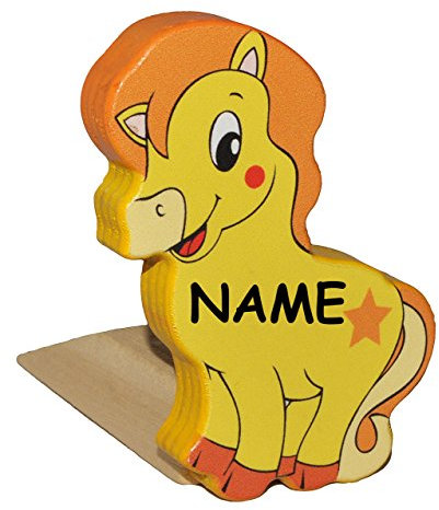 alles-meine.de GmbH Türstopper/Fensterstopper/Unterlegkeil - aus Holz - Pferd Pony incl. Namen - Türkeil/Klemmschutz/Türpuffer/Holztürstopper - Kinderzimmer - Tür - für..