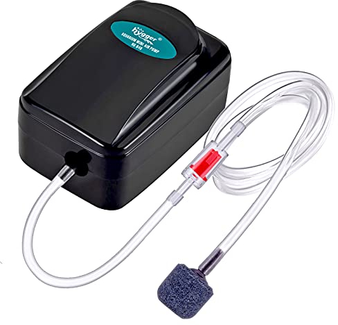 hygger Mini-Aquarienluftpumpe Luftpumpen-Set für Kleinaquarien Luftpumpe 1W für Aquarien mit 1-75 Litern mit Luftschlauch, Sprudelstein und Rückschlagventil
