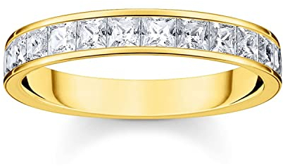 THOMAS SABO Ring weiße Steine Pavé gold 925 Sterlingsilber, 750 Gelbgold Vergoldung