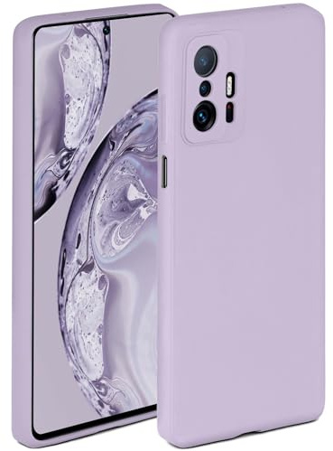 ONEFLOW Mjukt fodral för Xiaomi 11T/11T Pro, silikonfodral med kameraskydd, silikonskal med ökat skydd för displayen, bakskydd, mjukt mobiltelefonfodral, syren