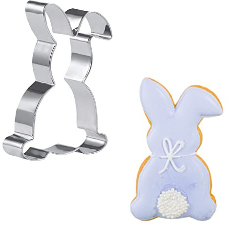 KOHMUI Plätzchen Ausstecher Hase, 1 Stück Ausstechform Ostern, Groß Osterhasen Keksausstecher für Backen, Edelstahl Osterausstecher für Kekse
