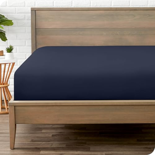 Bare Home Fitted Bottom Sheet - Premium 1800 Ultra-Soft Microfibre - Ultra-Soft Wrinkle Free - Deep Pocket - 35 CM Deep - Midnight Blue Emperor