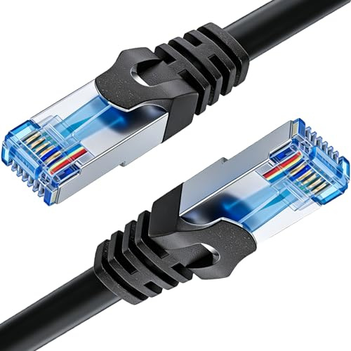Lan Kabel 5 Meter Cat 6 Läggningskabel 5M Nätverkskabel Svart Utomhus Installationskabel Vattentät Patchkabel Ethernet-Kabel FTP 23AWG Skärmad Rj45 Gigabit Internetkabel