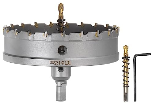 QUARKZMAN Métal Trou Scie Carbure Coupeur 125mm /4.9 Dia pour Inox Acier, Métal, Aluminium Alliage, Cuivre, Laiton, Plastique, avec Extra Centre Mèche