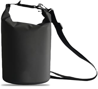 Helweet Dry Bag, Wasserdichter Beutel Rucksack, wasserdichte Taschen, Wasserdichter Packsack, Geeignet zum Bootfahren, Kajakfahren, Angeln, Rafting, Schwimmen, Camping und Am Strand, Schwarz, 3L