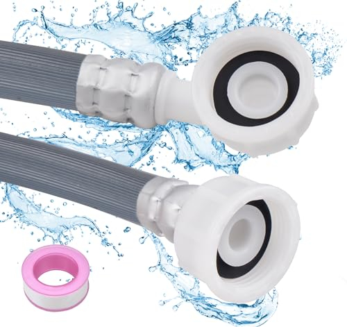 ilauke 2,5M Rallonge tuyau machine à laver, Tuyau alimentation machine a laver 3/4 avec 6m Ruban D'étanchéité, Rallonge evacuation lave linge pour Machine à Laver et Lave-Vaisselle