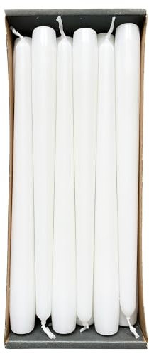 Nordring 12 candele a punta 2,3 cm x 25 cm di altezza bianco – Certificazione RAL, antigoccia e raucharm, circa 8 ore di durata – decorazione da tavolo e candelabri